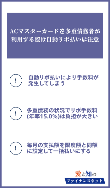 ACマスターカードを多重債務者が利用する際は自動リボ払いに注意